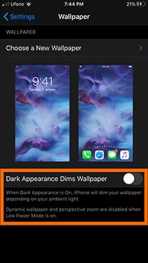 Enable-Dark-Appearance-Dims-Wallpaper-on-your-iPhone