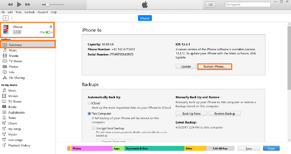 How to factory reset iPhone with iTunes