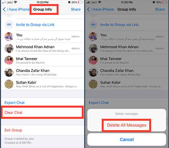 How to Delete Chat History in WhatsApp Group on iPhone