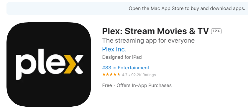 Plex - movies app on iphone and Android