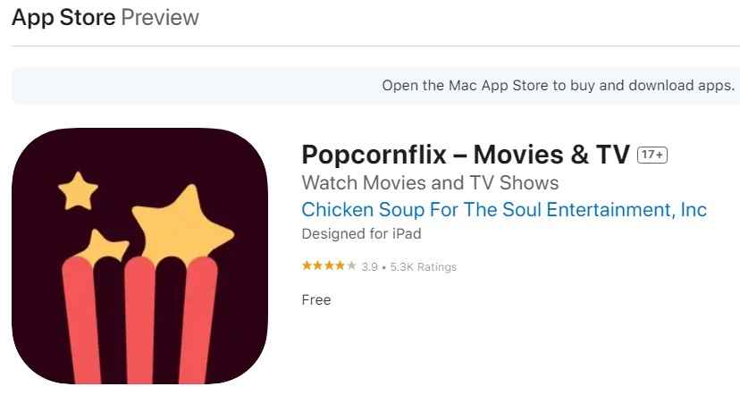 Popcornflix - top movie apps for android and iOS