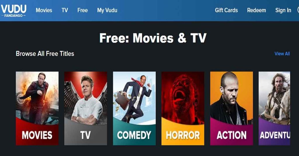 Vudu - app for watching movies for free