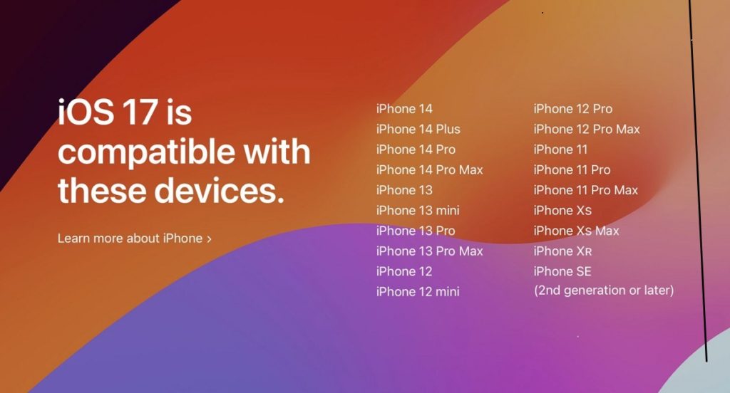 iOS 17 Compatible iPhone Modes
